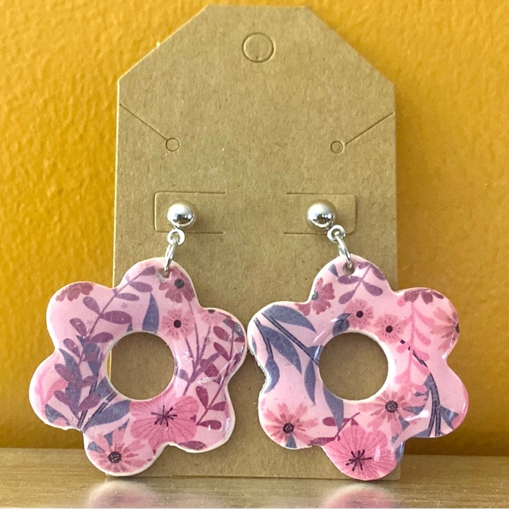 Floral Pink Flower Earrings